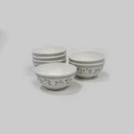 RFL Two‑Color Flower Mini Bowl Set – Gray Vine Print (6‑Piece)