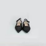 Elegant Weave Black Slingback Heels for women, Chic, Sleek, Effortless. Size 37, (23 cm) - Image 2