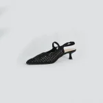 Elegant Weave Black Slingback Heels for women, Chic, Sleek, Effortless. Size 37, (23 cm) - Image 4