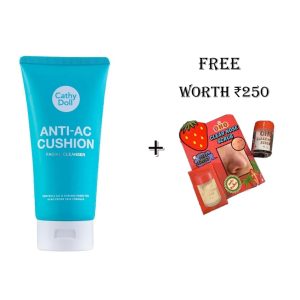 Cathy Doll Anti AC Cushion Facial Cleanser 120ml – Hydrates & Firms Skin, Oil Control, Pore Shrinking, Skin Brightening, Removes Impurities, Smoothes Skin