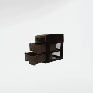 Compact 2-Tier Plastic Storage Drawer Organizer (Brown)