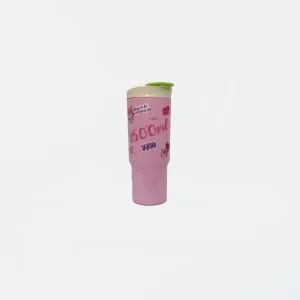 Kawaii Pink Hydration Tumbler, Straw Sipper Mug | Mega Pink Sticker Style Travel Mug | Water Bottle 1500 ml