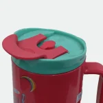 Vibrant Cherry Red Pop Art Tumbler, Straw Sipper Mug | Kawaii Boom 1500 ml Water Bottle - Image 3