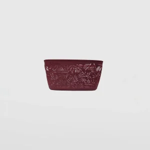 Rishia Leaf-Pattern Multi-Purpose Storage Basket – Maroon