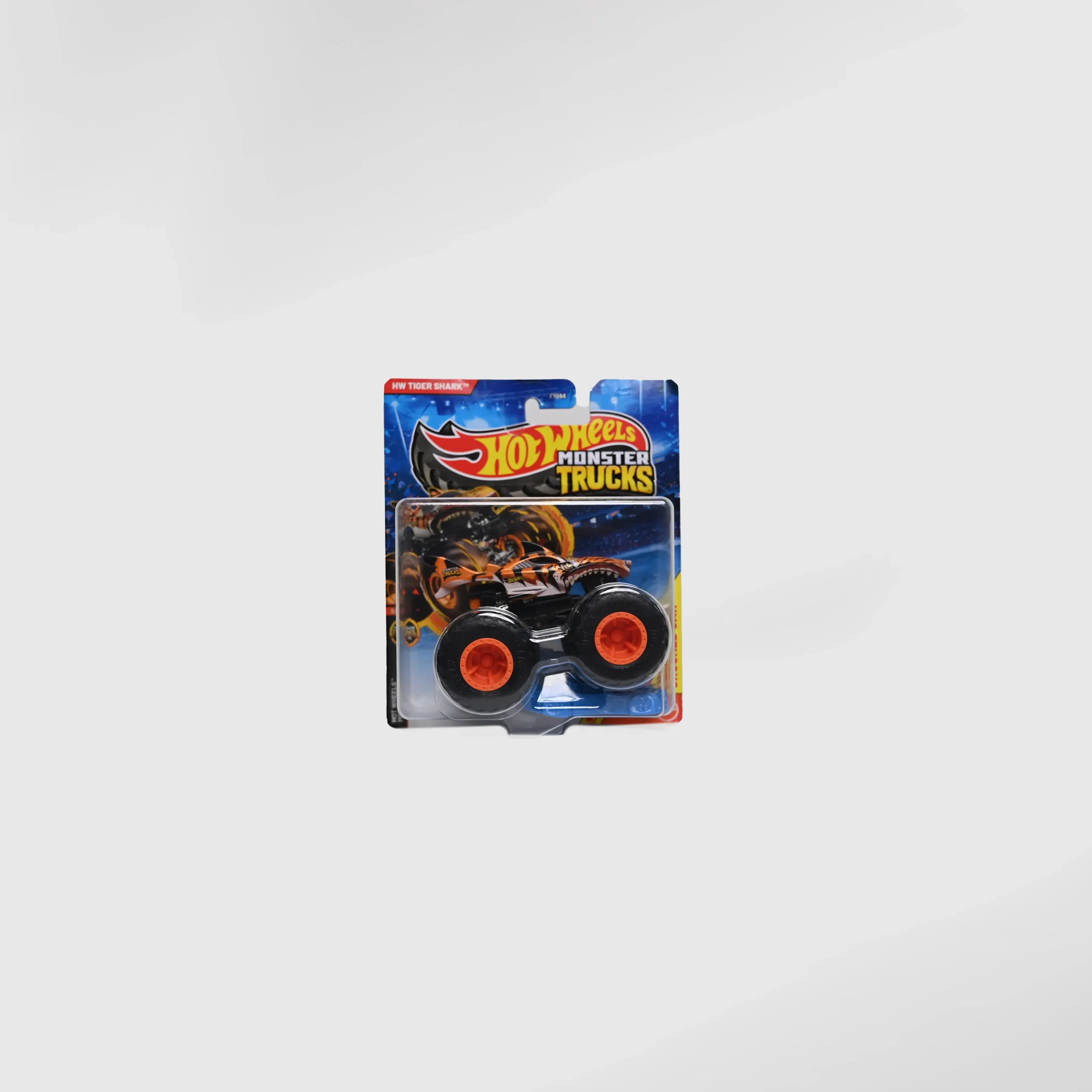 EXL_6470-new Hot Wheels Monster Trucks Tiger Shark, Includes Crushed Car 1:64 Scale die cast - Image 1