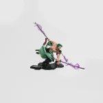 One Piece Anime Figurine - Roronoa Zoro Action Figure (H - 22 cm  x W - 21 cm )  Highly Detailed (Dual Head Attachments with Sword & Purple Flames) for Office Desk, Study Table
