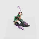 One Piece Anime Figurine - Roronoa Zoro Action Figure (H - 22 cm  x W - 21 cm )  Highly Detailed (Dual Head Attachments with Sword & Purple Flames) for Office Desk, Study Table - Image 2