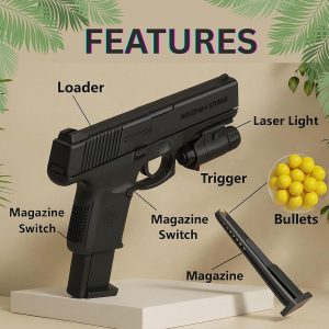 GRAPHENE Pubg Mouser Gun Toy 500 Bullets Air Soft Gun Toy for Kids Boys Laser Light Long Range Pistol Shooting Army Police Guns Military