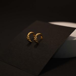 Petite Golden Leaf Creeper Hoops Earring