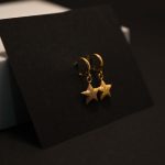 Celestial Glimmer Textured Star Dangle Hoops earring - Image 2