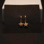 Celestial Glimmer Textured Star Dangle Hoops earring