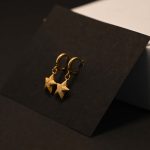 Celestial Glimmer Textured Star Dangle Hoops earring - Image 3