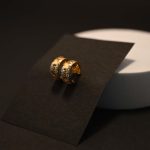 Olympian Gold Greek Key Huggie Hoops Earring - Image 3