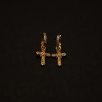 Celeste Cross Drop Hoops Earrings - Image 3