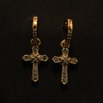 Celeste Cross Drop Hoops Earrings - Image 2