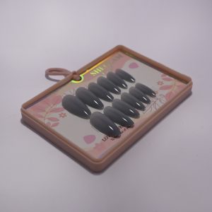 SHEGLAM "Love Yourself" Almond Press-On Nail Kit, Glossy cool toned Gray