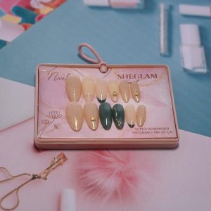 Golden Sage Elegance Sheglam Press-On Nails Set