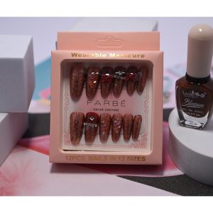 Rhinestones Press-On Nails Set, 12 Pieces