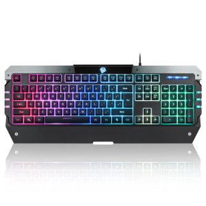 Enter Apache USB Gaming Keyboard with 25 Anti Ghosting Keys, Rainbow LED Lights (8LED Modes), Windows Lock Key with 12 Multimedia Keys, Splash Resistant, Fading Resistant Keycaps