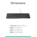 Logitech K120 Wired Keyboard for Windows, USB Plug-and-Play, Full-Size, Spill-Resistant, Curved Space Bar, Compatible with PC, Laptop - Image 3