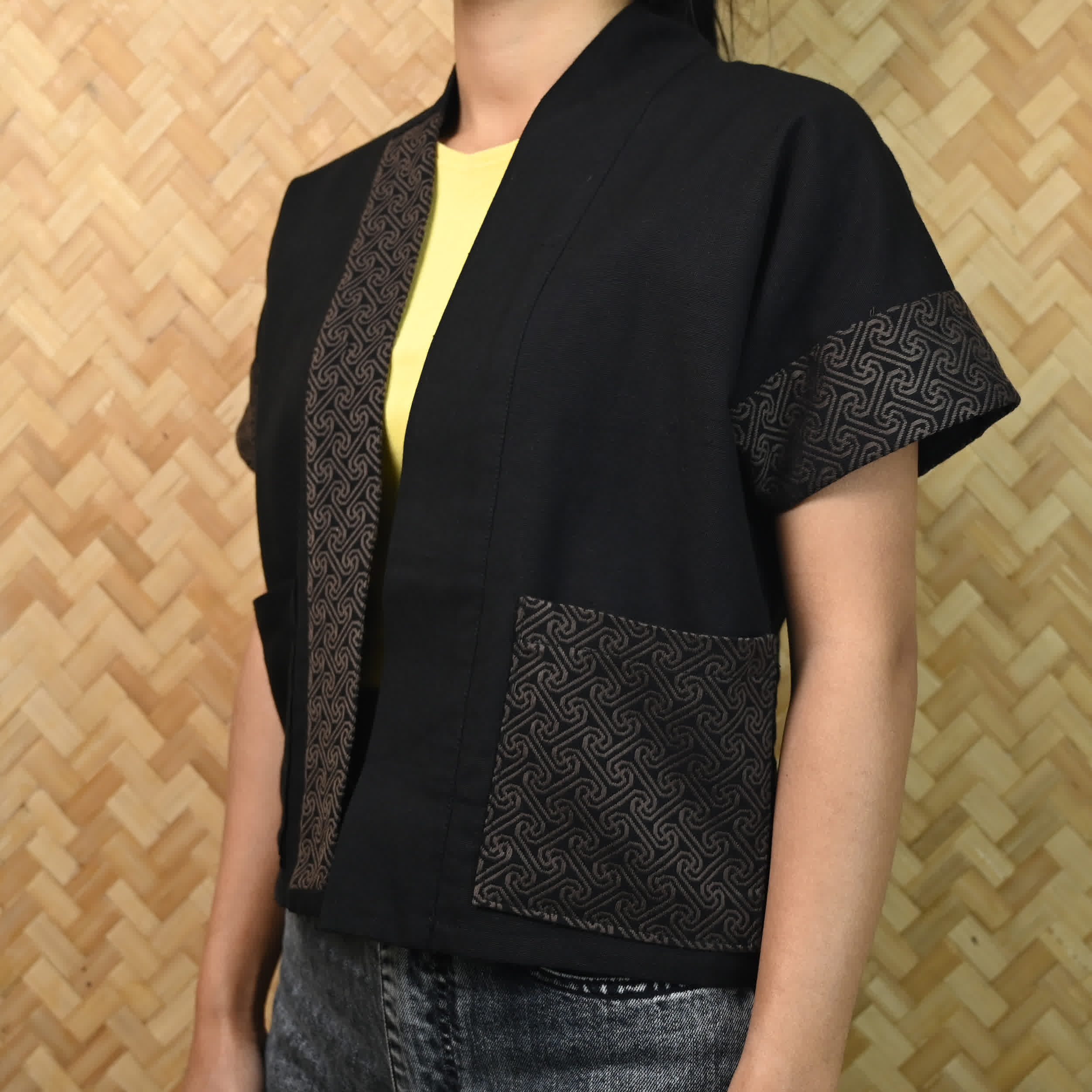 EXL_8170-new Handcrafted Mizo Fusion Kimono Crop Jacket (Exclusive Design) - Image 1