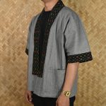 Mizo Ash Grey Handwoven Trim Off Shoulder Shirt Coat (Exclusive Product) - Image 2
