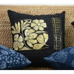 Exclusive Handmade Floral Throw Pillow – Hand-Painted Black & Gold Cushion Cover - Image 3