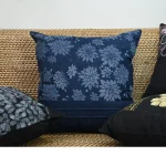Handmade Hand-Painted Floral Cushion Cover – Exclusive Blue Designer Piece