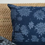 Handmade Hand-Painted Floral Cushion Cover – Exclusive Blue Designer Piece - Image 6