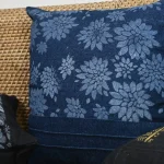 Handmade Hand-Painted Floral Cushion Cover – Exclusive Blue Designer Piece - Image 4