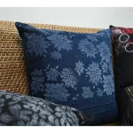 Handmade Hand-Painted Floral Cushion Cover – Exclusive Blue Designer Piece - Image 3