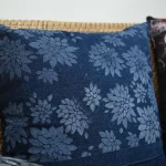 Handmade Hand-Painted Floral Cushion Cover – Exclusive Blue Designer Piece - Image 2