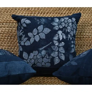 Indigo Petal Night Throw Pillow