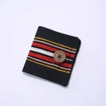 Zopar Exclusive Handcrafted Black Pouch Wallet with Traditional Woven Stripe & Wooden Button Accent - Image 2