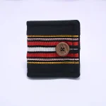 Zopar Exclusive Handcrafted Black Pouch Wallet with Traditional Woven Stripe & Wooden Button Accent