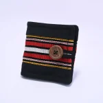 Zopar Exclusive Handcrafted Black Pouch Wallet with Traditional Woven Stripe & Wooden Button Accent - Image 3