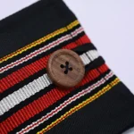Zopar Exclusive Handcrafted Black Pouch Wallet with Traditional Woven Stripe & Wooden Button Accent - Image 5