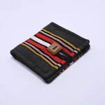 Zopar Handcrafted Indigo Wallet, Exclusive Design Traditional Woven Stripe & Wooden Button Accent