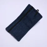 Zopar Handmade Denim Wallet with Traditional Red Woven Band & Wooden Square Button Closure - Image 4