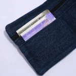 Zopar Handmade Denim Wallet with Traditional Red Woven Band & Wooden Square Button Closure - Image 5