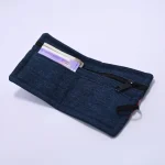 Zopar Handmade Denim Wallet with Traditional Red Woven Band & Wooden Square Button Closure - Image 6