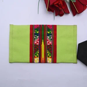 Zopar Handmade Lime Green Woven Accent Zip Pouch | Purse | Wallet – Traditional Ethnic Coin & Cash Organizer