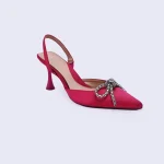 ZARA Satin Slingback Heels with Rhinestone Bow - Image 2