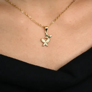 Anti-tarnish Golden Flutter Butterfly Pendant Necklace for women