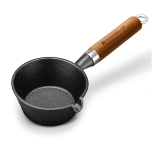 Ferro Light-weight Cast-iron Tadka Pan for Tempering, 40% Lighter, Pre-seasoned with 100% Vegetable Oil, Chemical-free, Induction-friendly, Long Cool-touch Wood Handles